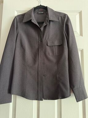 New York & Company Women’s Charcoal Gray Button-Front Blazer Jacket